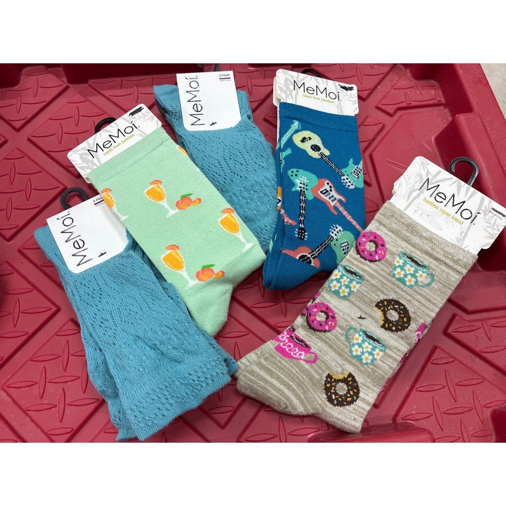 MeMoi 7 Lot Bundle Bamboo Rayon Blend Knit Socks Turquoise Oatmeal 4-10 NWT